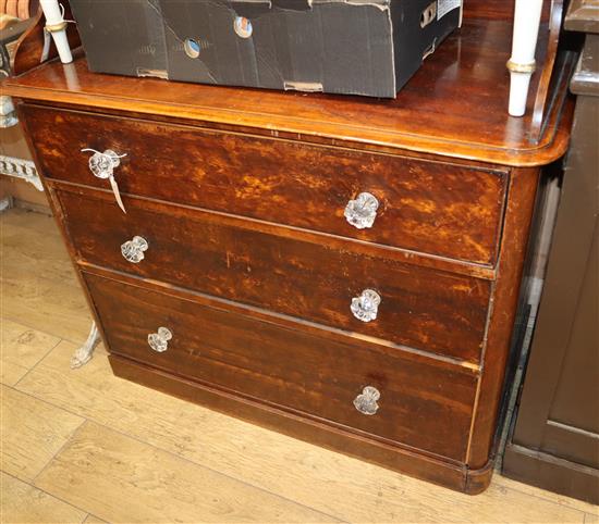 A Victorian three drawer mahogany washstand W.102cm